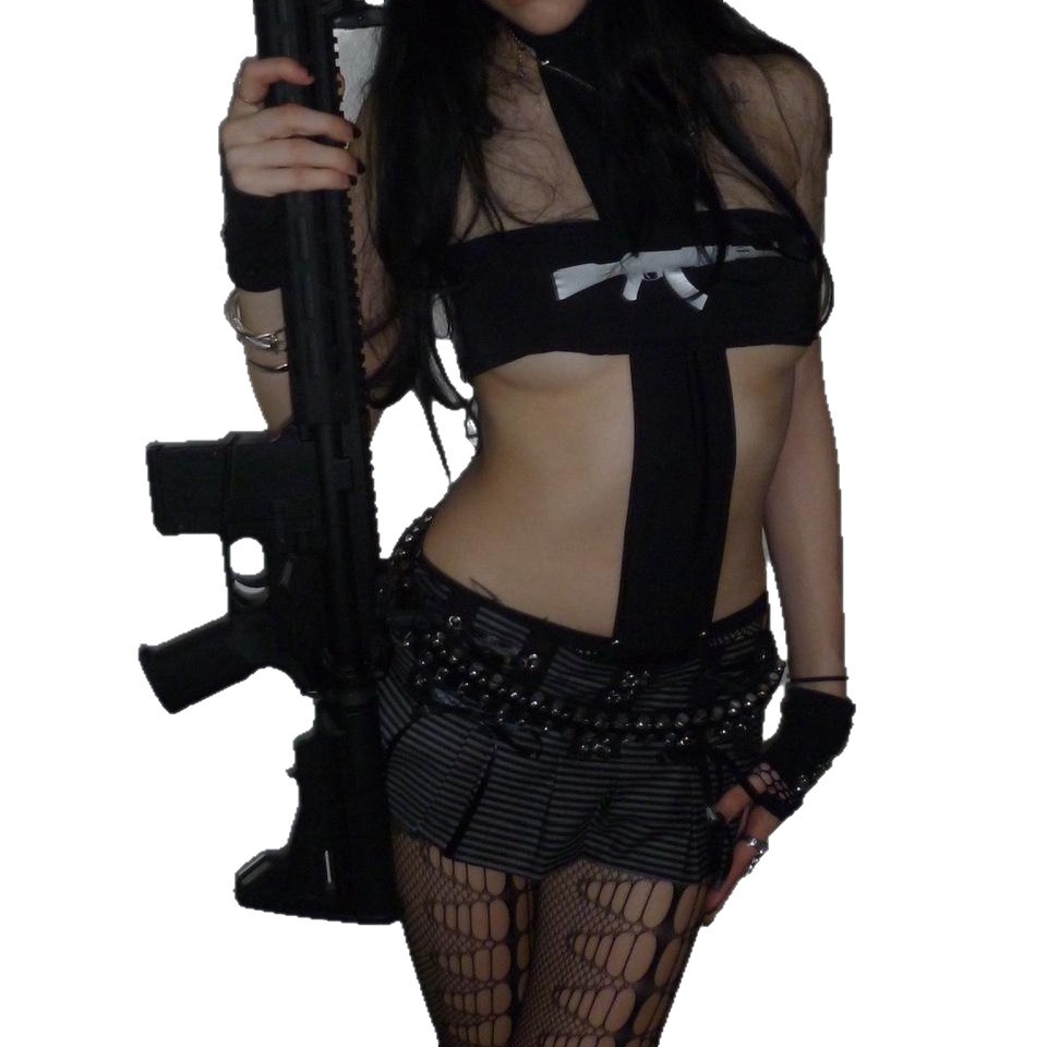 Y2K Black Gothic Cutout Crop T - Pipe Bending Spring review and price